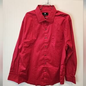 New Red Men's Dress Shirt Cotton Stretch Long Sleeve Shirt New Size 17.5